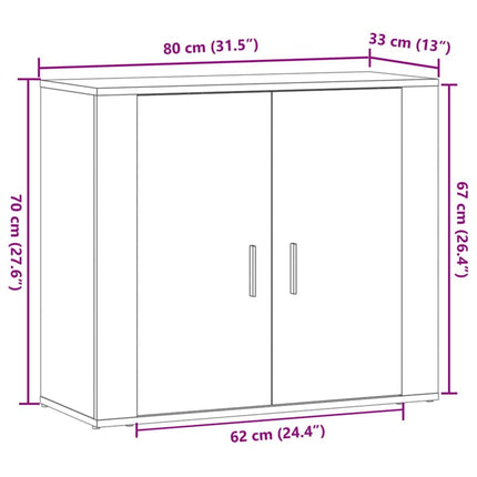 skænk 80x33x70 cm konstrueret træ egetræsfarve
