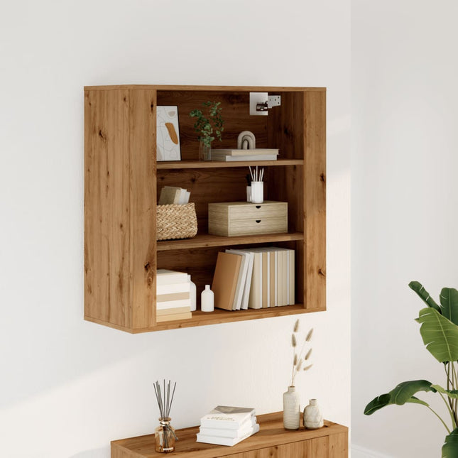 vægskab 80x33x80 cm konstrueret træ egetræsfarve