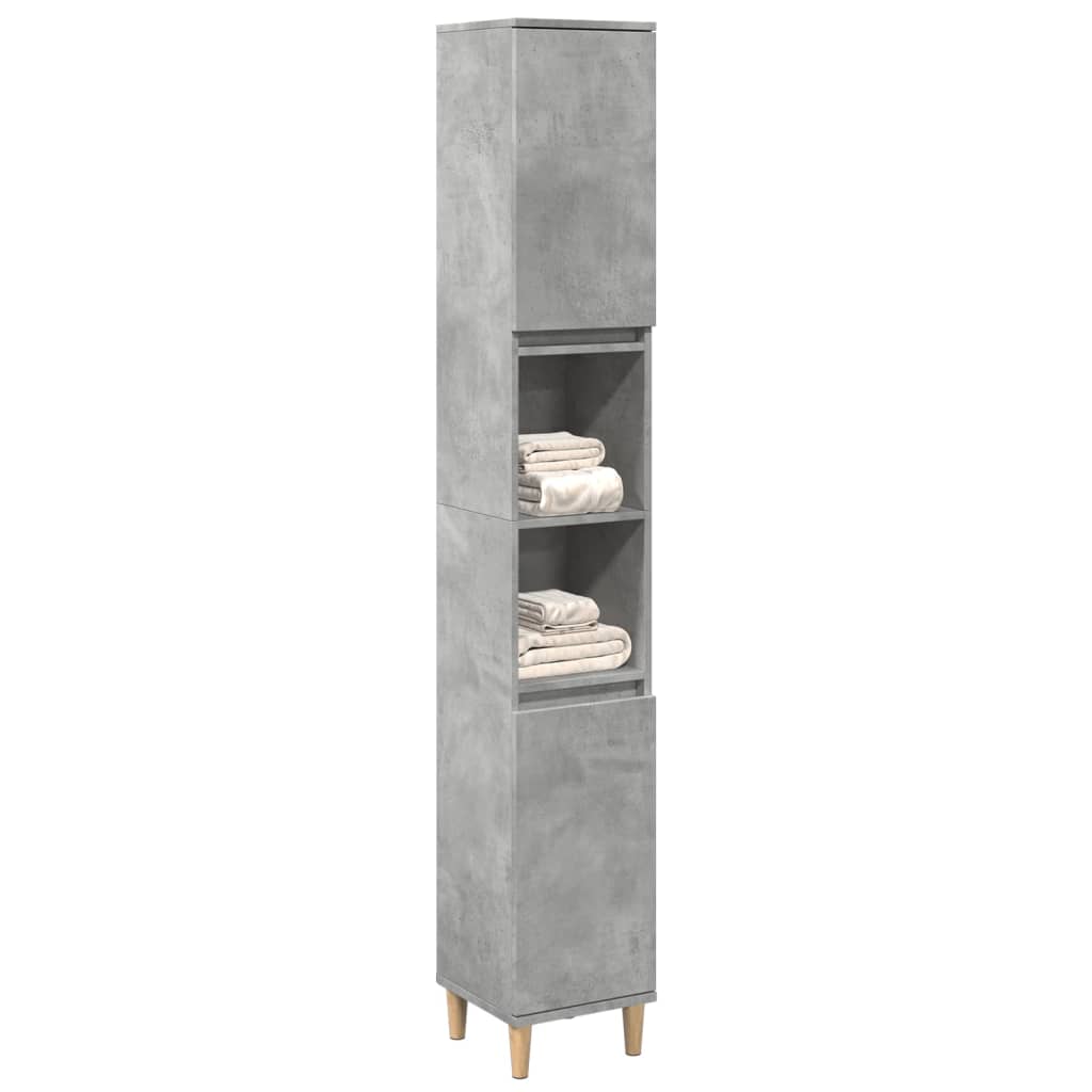 badeværelsesskab 30x30x190 cm konstrueret træ betongrå billede