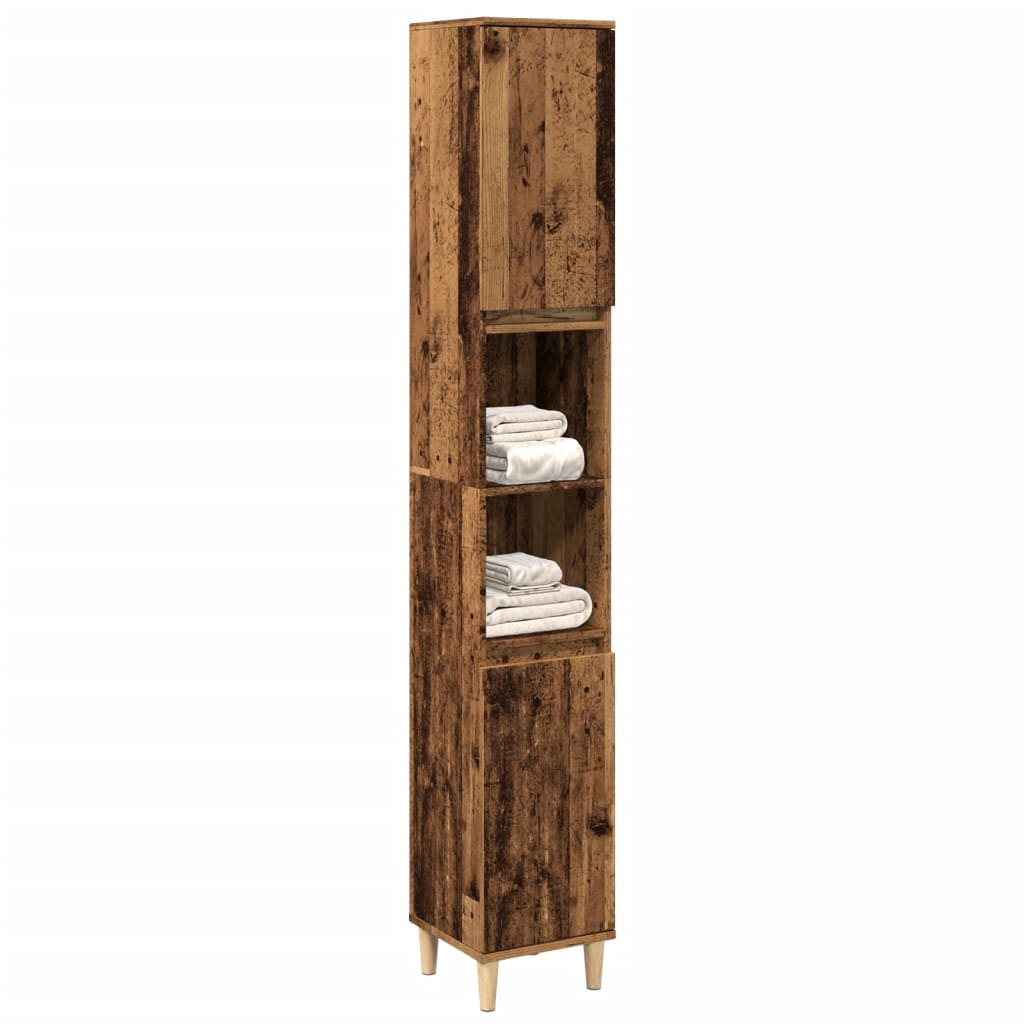 Badeværelseshøjskab 30×30×190 cm - konstrueret træ i gammelt trælook