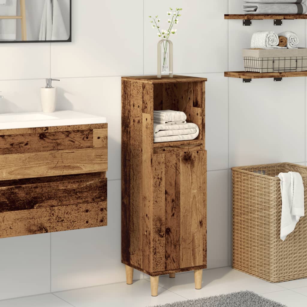 Badeværelsesskab 30×30×100 cm - konstrueret træ i gammelt trælook