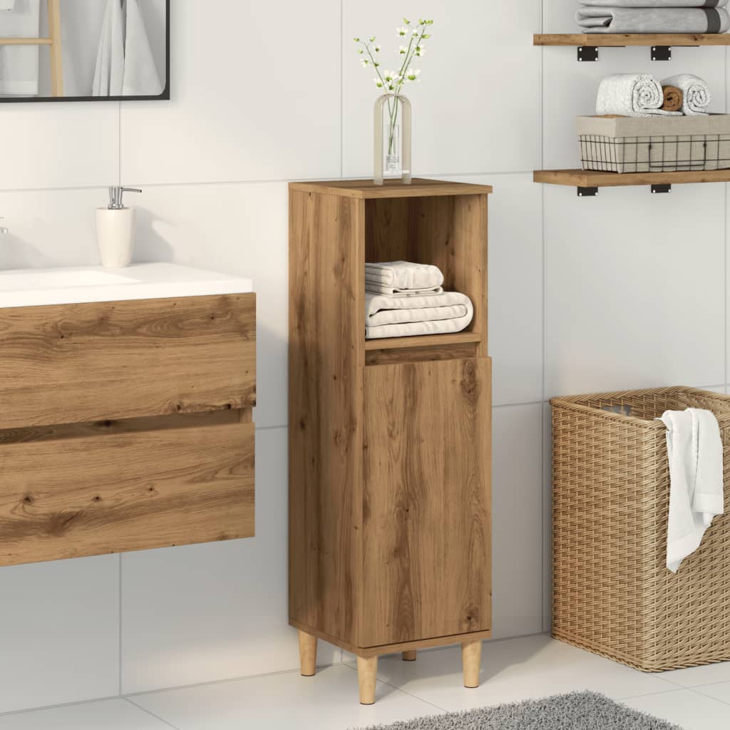 Badeværelsesskab 30×30×100 cm i konstrueret træ - kunsteg