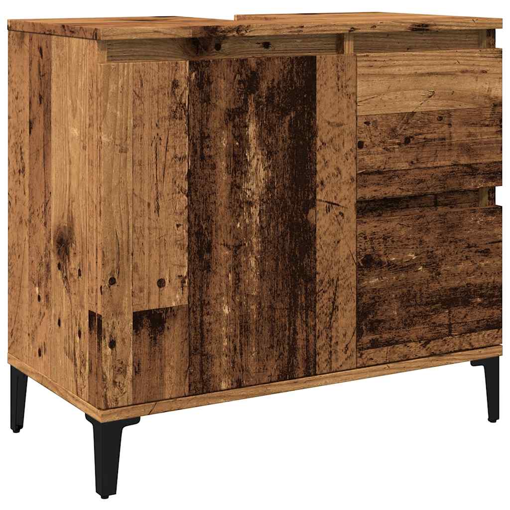underskab til vask 65x33x60 cm konstrueret træ gammelt trælook