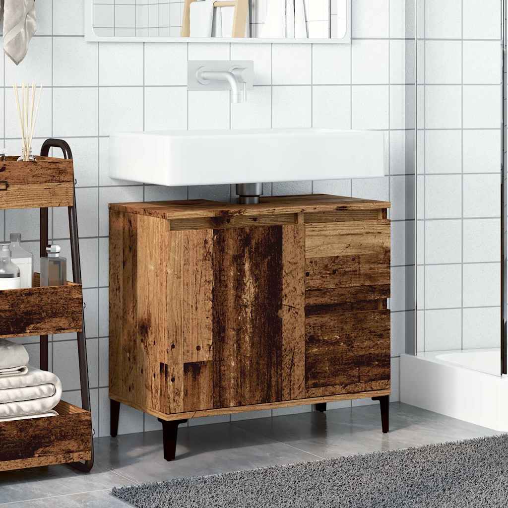 underskab til vask 65x33x60 cm konstrueret træ gammelt trælook