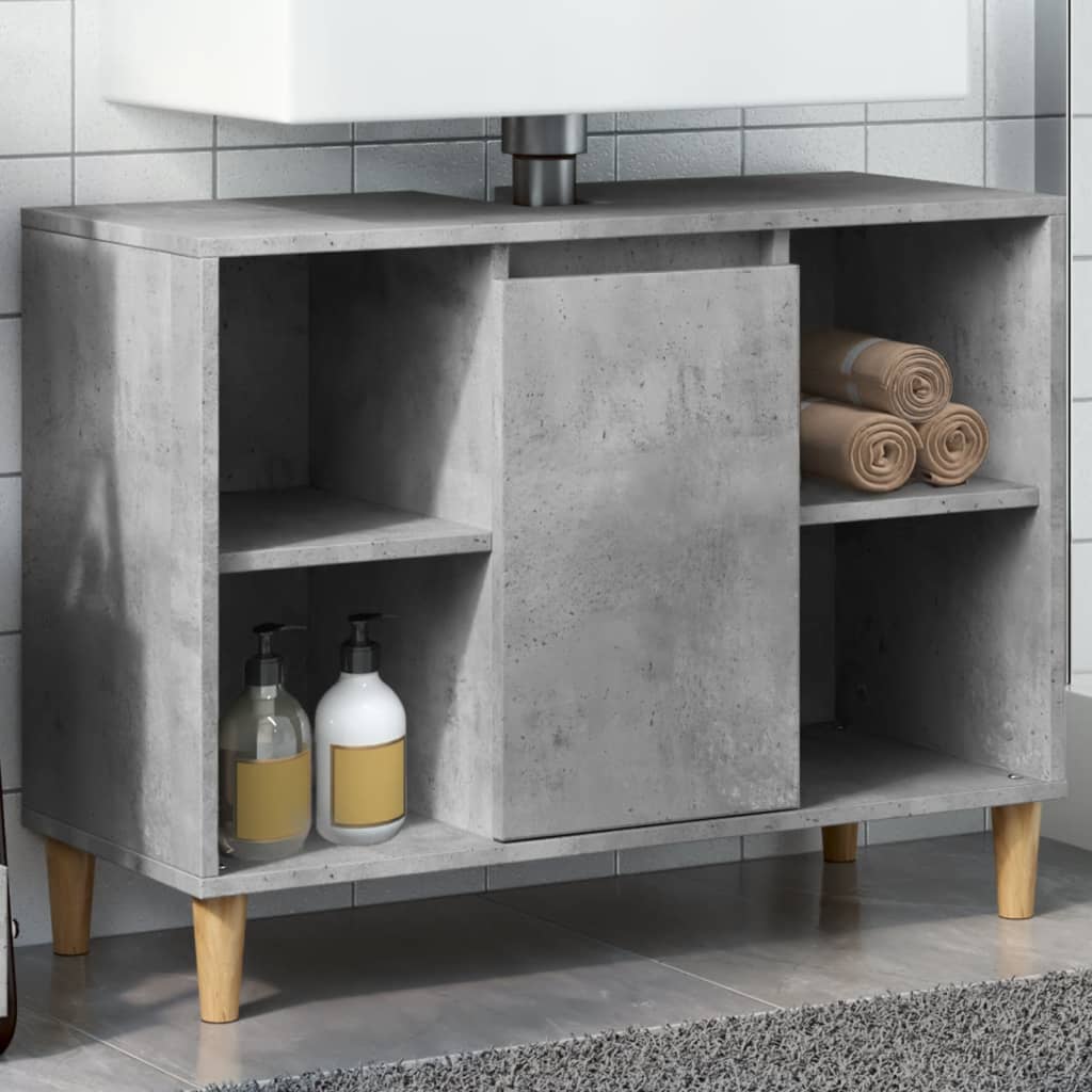 Badeværelsesskab 80×33×60 cm i konstrueret træ - betongrå