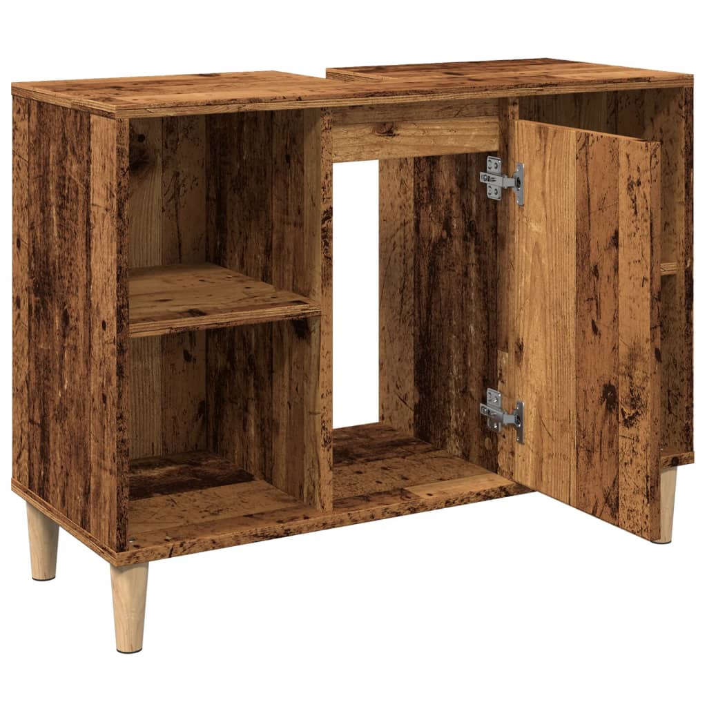 badeværelsesskab 80x33x60 cm konstrueret træ gammelt træ-look