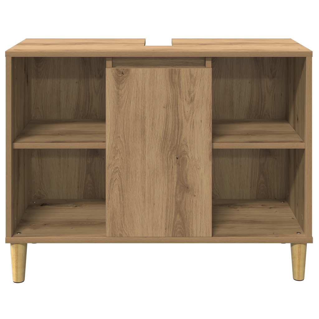 badeværelsesskab 80x33x60 cm konstrueret træ egetræsfarve