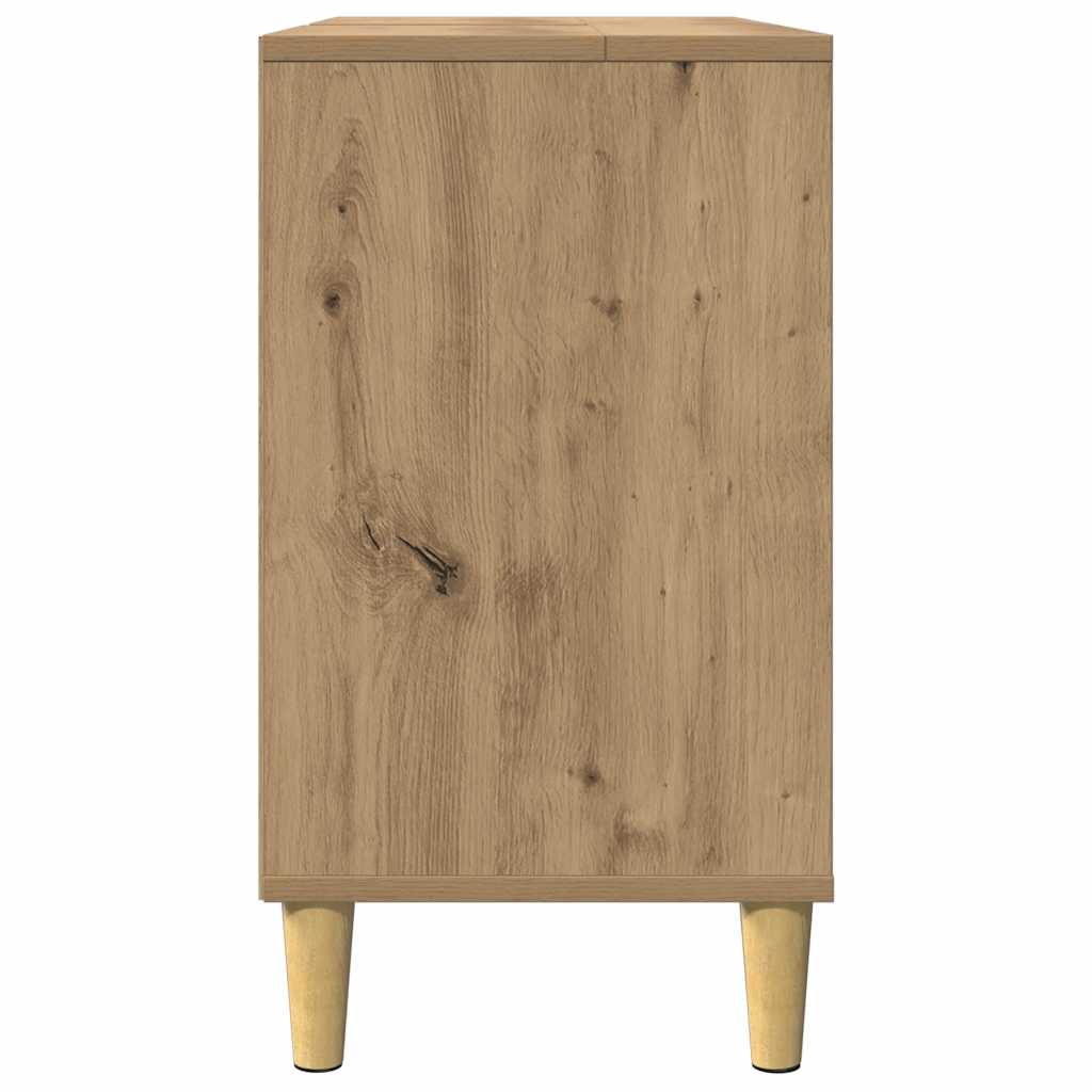 badeværelsesskab 80x33x60 cm konstrueret træ egetræsfarve