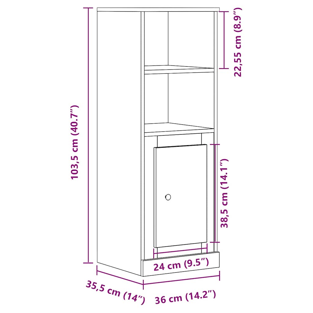 skænk 36x35,5x103,5 cm konstrueret træ egetræsfarve