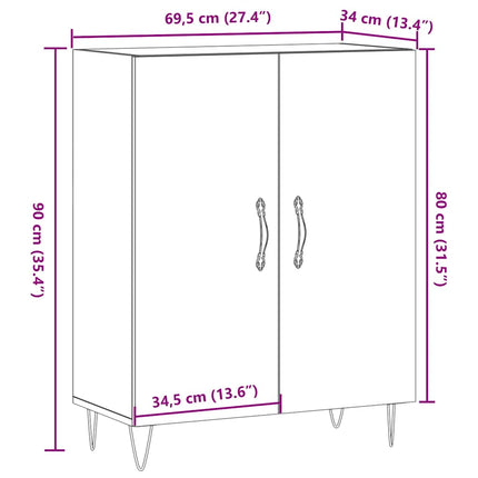 skænk 69,5x34x90 cm konstrueret træ antikt trælook