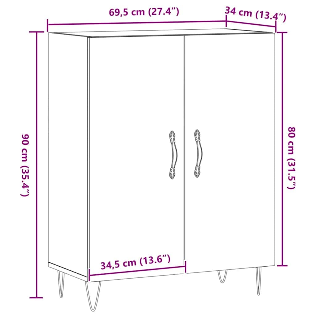 skab 69,5x34x90 cm konstrueret træ kunsteg