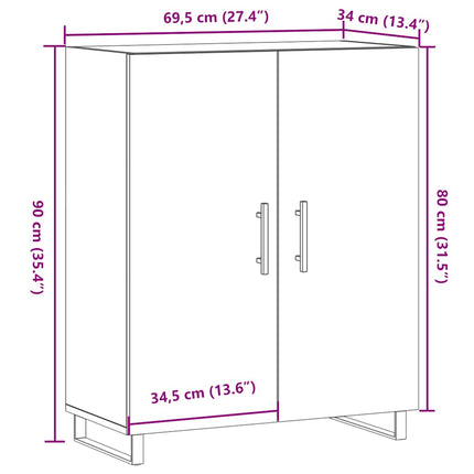 skænk 69,5x34x90 cm konstrueret træ antikt trælook