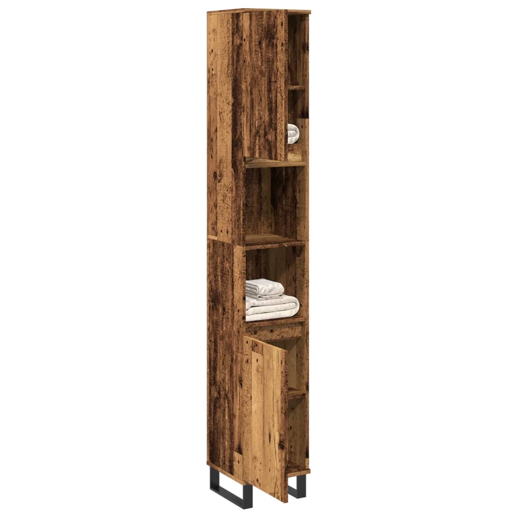badeværelsesskab 30x30x190 cm konstrueret træ gammelt trælook billede