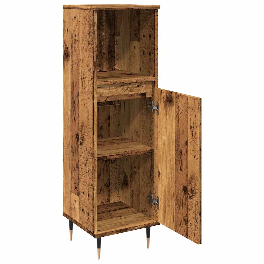 badeværelsesskab 30x30x100 cm konstrueret træ gammelt trælook