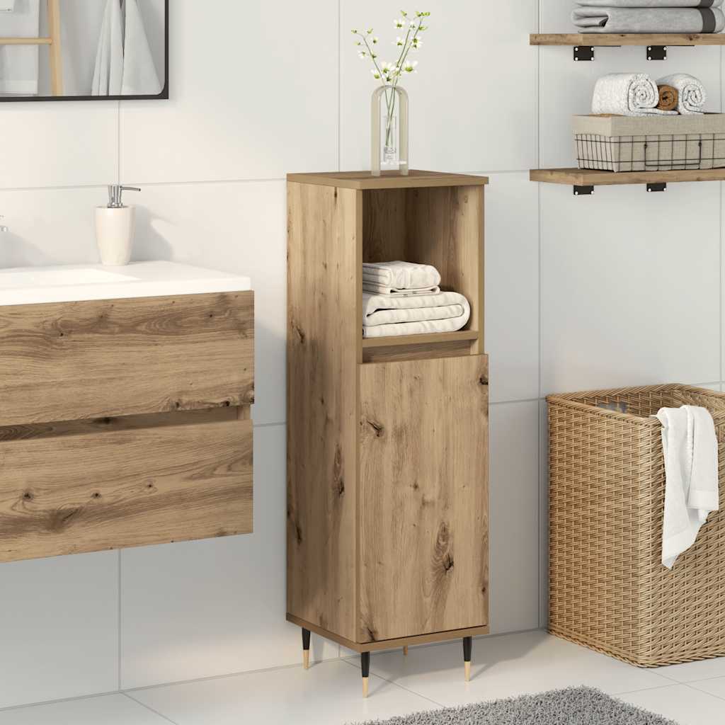 badeværelsesskab 30x30x100 cm konstrueret træ kunsteg billede
