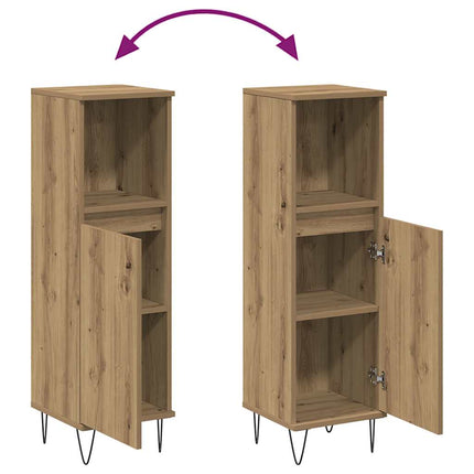 badeværelsesskab 30x30x100 cm konstrueret træ kunsteg