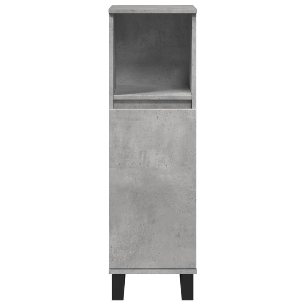 badeværelsesskab 30x30x100 cm konstrueret træ betongrå