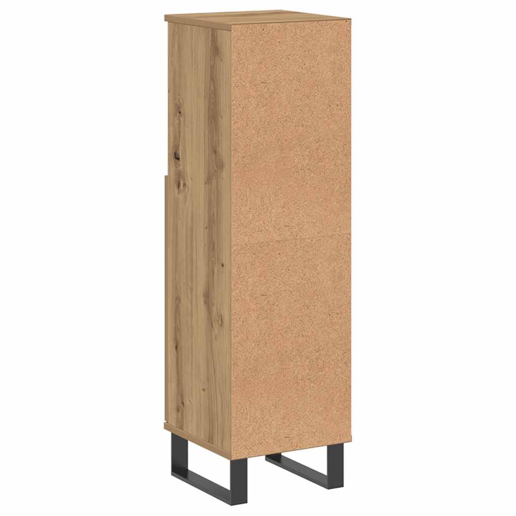 badeværelsesskab 30x30x100 cm konstrueret træ kunsteg