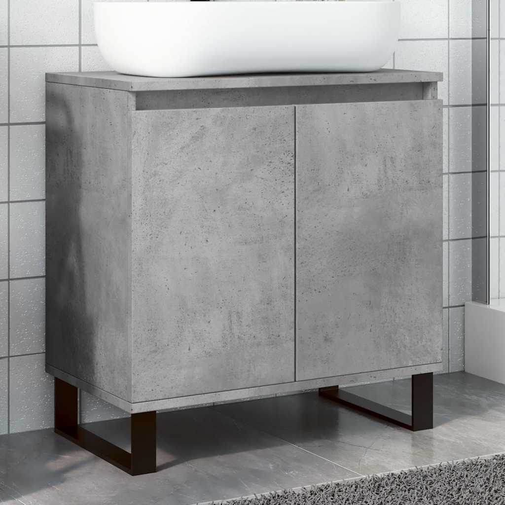 Badeværelsesskab 58×33×60 cm - konstrueret træ, betongrå