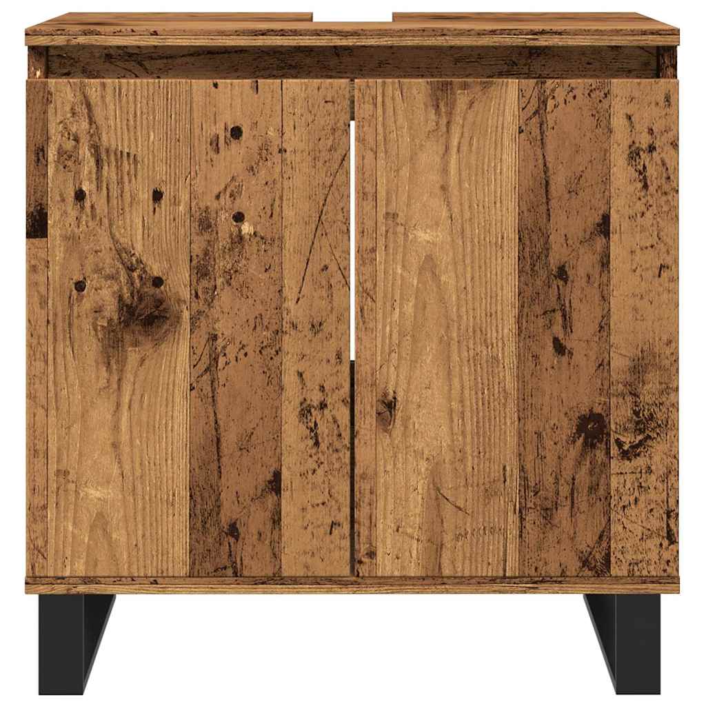 badeværelsesskab 58x33x60 cm konstrueret træ antikt træ