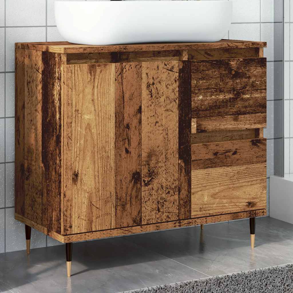 Badeværelsesskab 65×33×60 cm - konstrueret træ i antikt træ