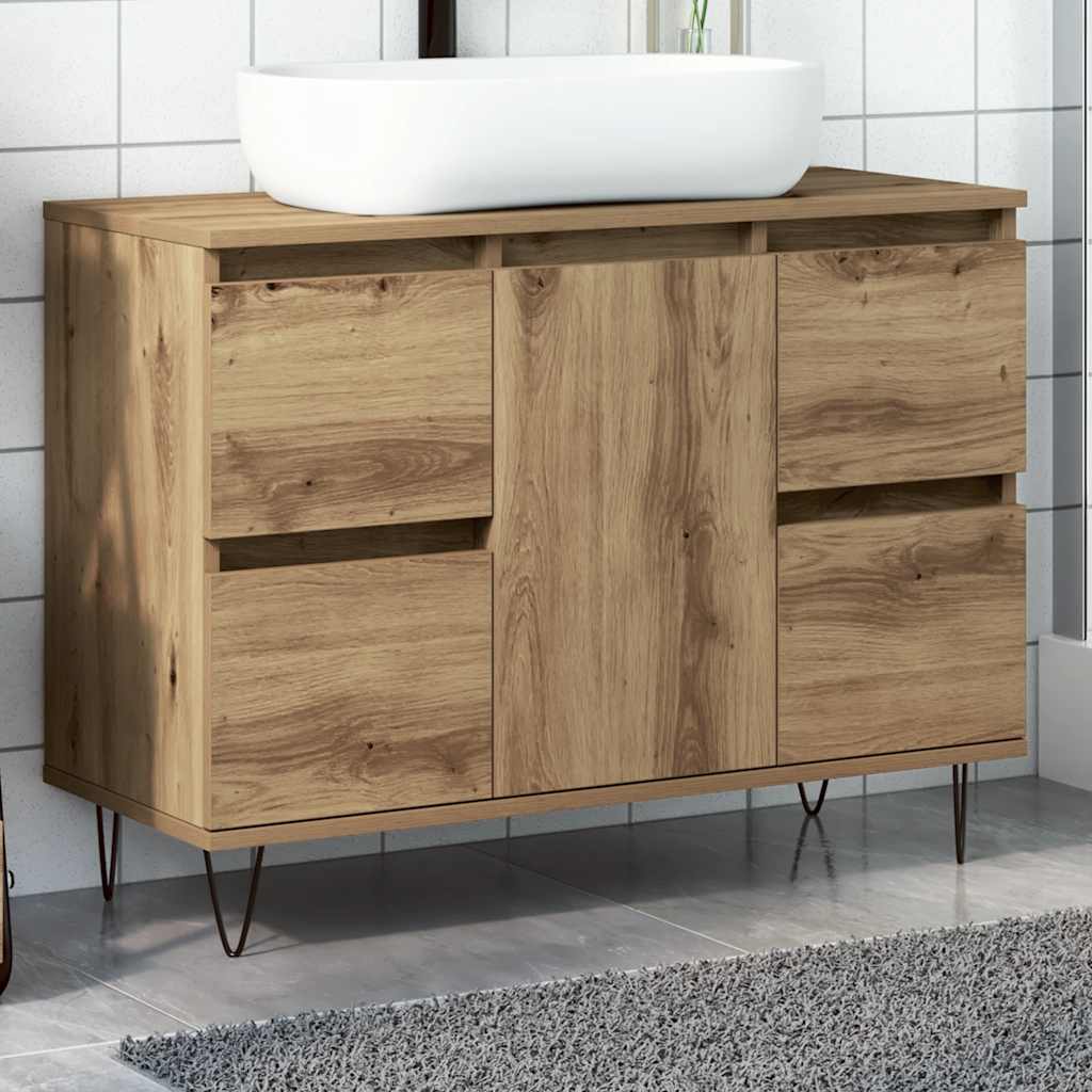Badeværelsesskab 80×33×60 cm i konstrueret træ - kunsteg