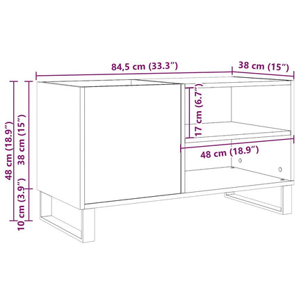 vinylskab 84,5x38x48 cm konstrueret træ antikt trælook