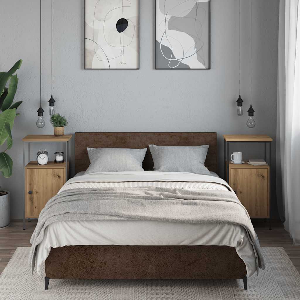 sengeborde 2 stk. 41x31x80 cm konstrueret træ kunsteg
