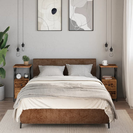 sengeborde 2 stk. 34x35,5x70 cm konstrueret træ antikt trælook