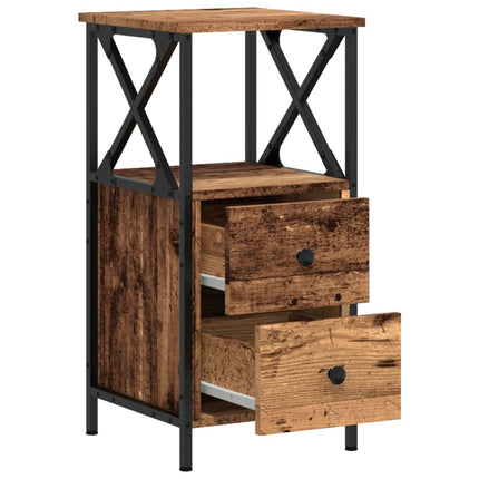 sengeborde 2 stk. 34x35,5x70 cm konstrueret træ antikt trælook