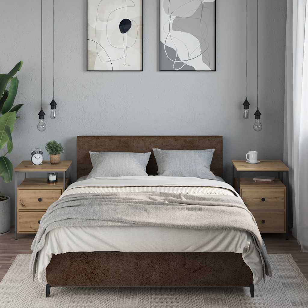 sengeborde 2 stk. 44x45x60 cm konstrueret træ kunsteg