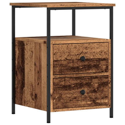 sengeborde 2 stk. 34x35,5x50 cm konstrueret træ antikt trælook