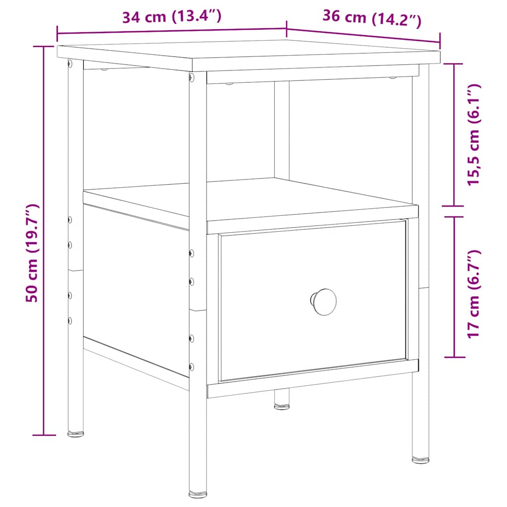 sengeborde 2 stk. 34x36x50 cm konstrueret træ kunsteg
