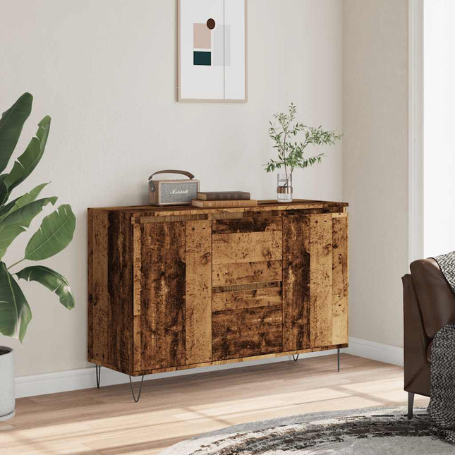 skænk 101,5x35x70 cm konstrueret træ gammelt trælook