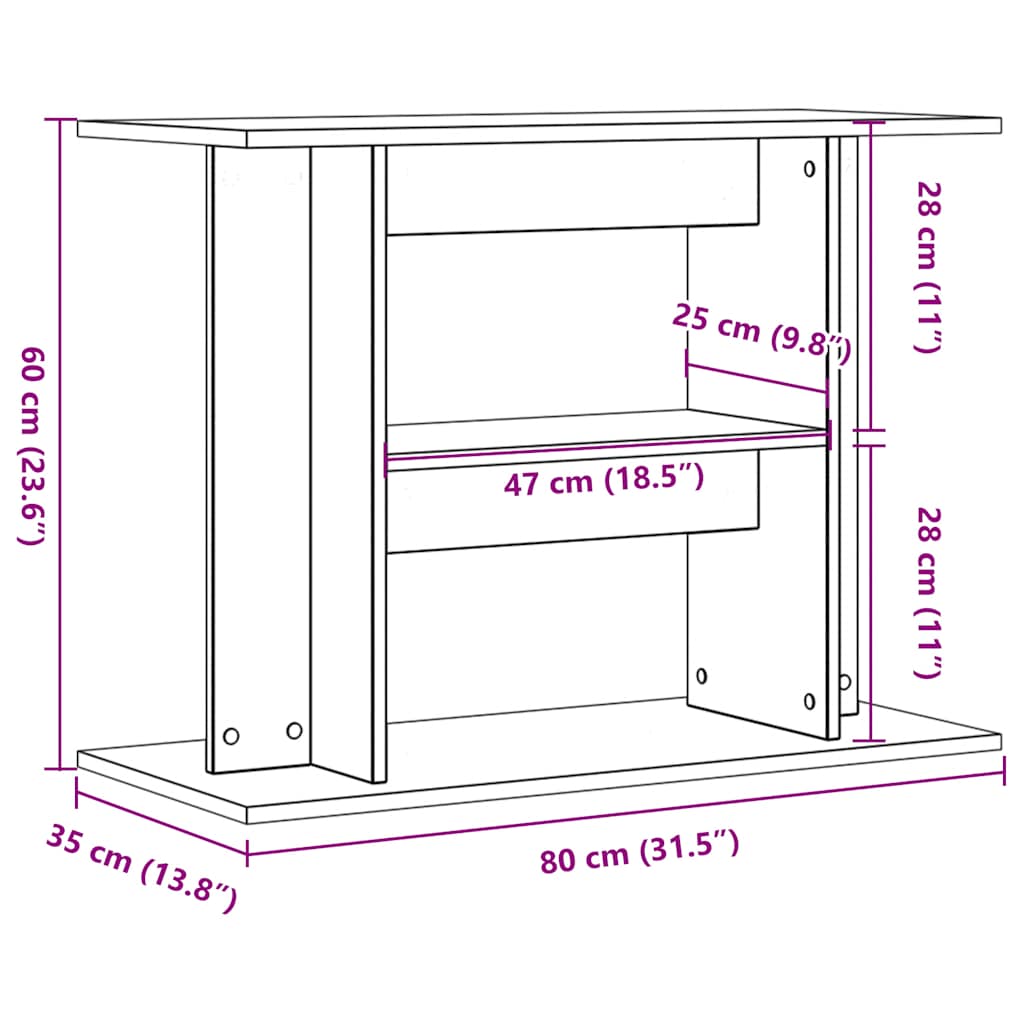 akvariestativ gammelt træ 80x35x60 cm konstrueret træ