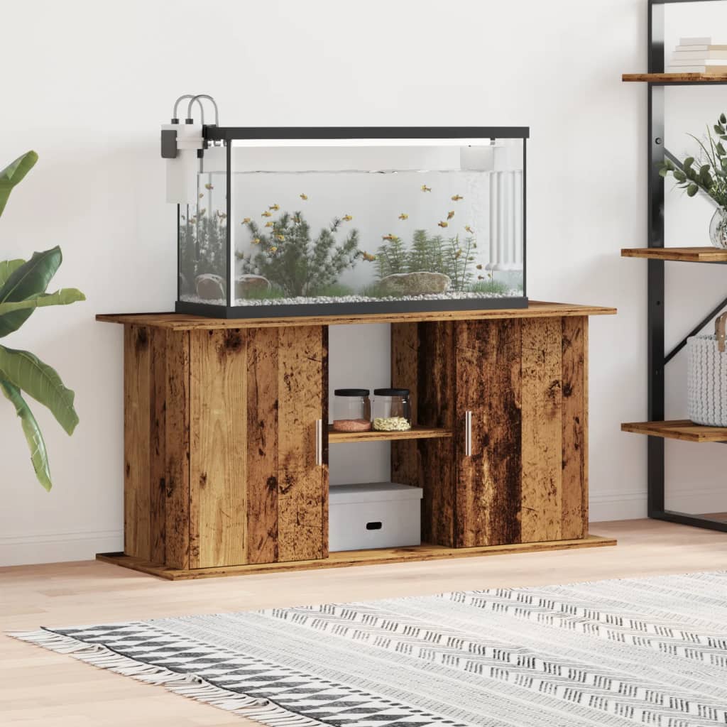 akvariebord 121x41x58 cm konstrueret træ antikt trælook