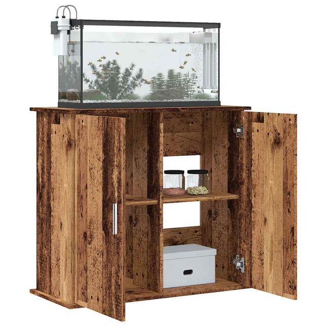 akvariebord 81x36x73 cm konstrueret træ antikt eg