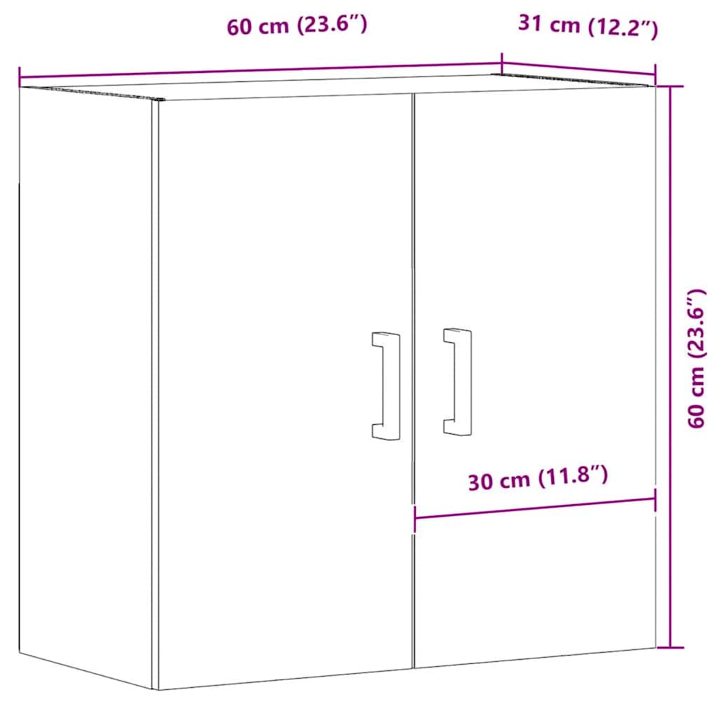 vægskab 60x31x60 cm konstrueret træ kunsteg