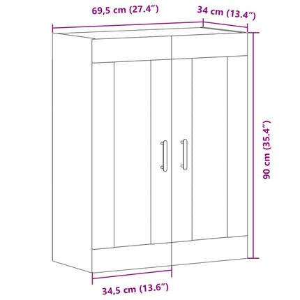 skænk 69,5x34x90 cm konstrueret træ antikt trælook