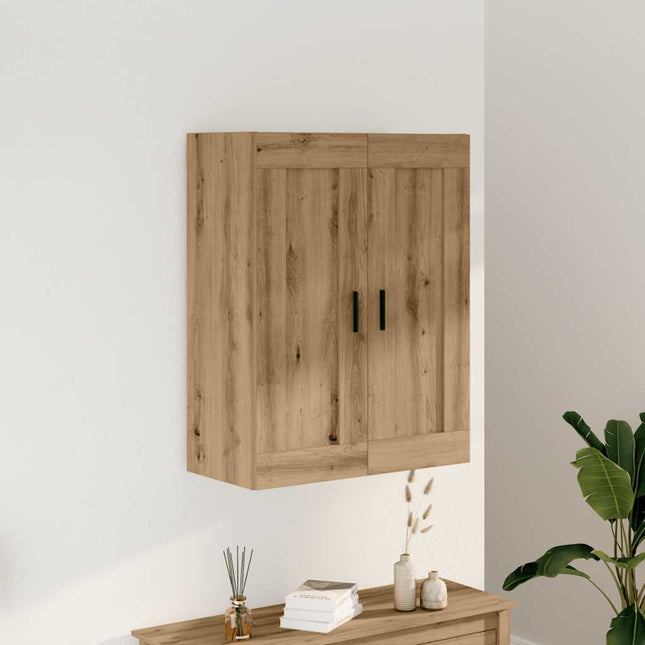 vægskab 69,5x34x90 cm konstrueret træ egetræsfarve