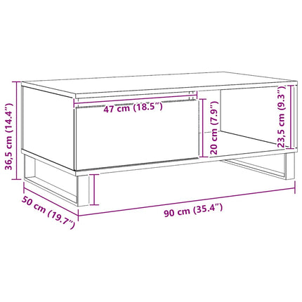 sofabord 90x50x36,5 cm konstrueret træ kunsteg