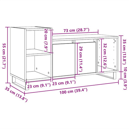tv-bord 100x35x55 cm konstrueret træ antikt trælook