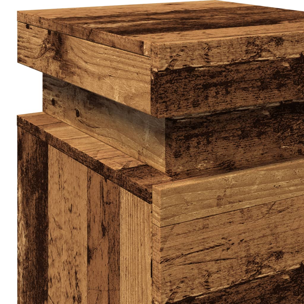 sengeborde 2stk. 35x39x55cm LED konstrueret træ gammelt trælook