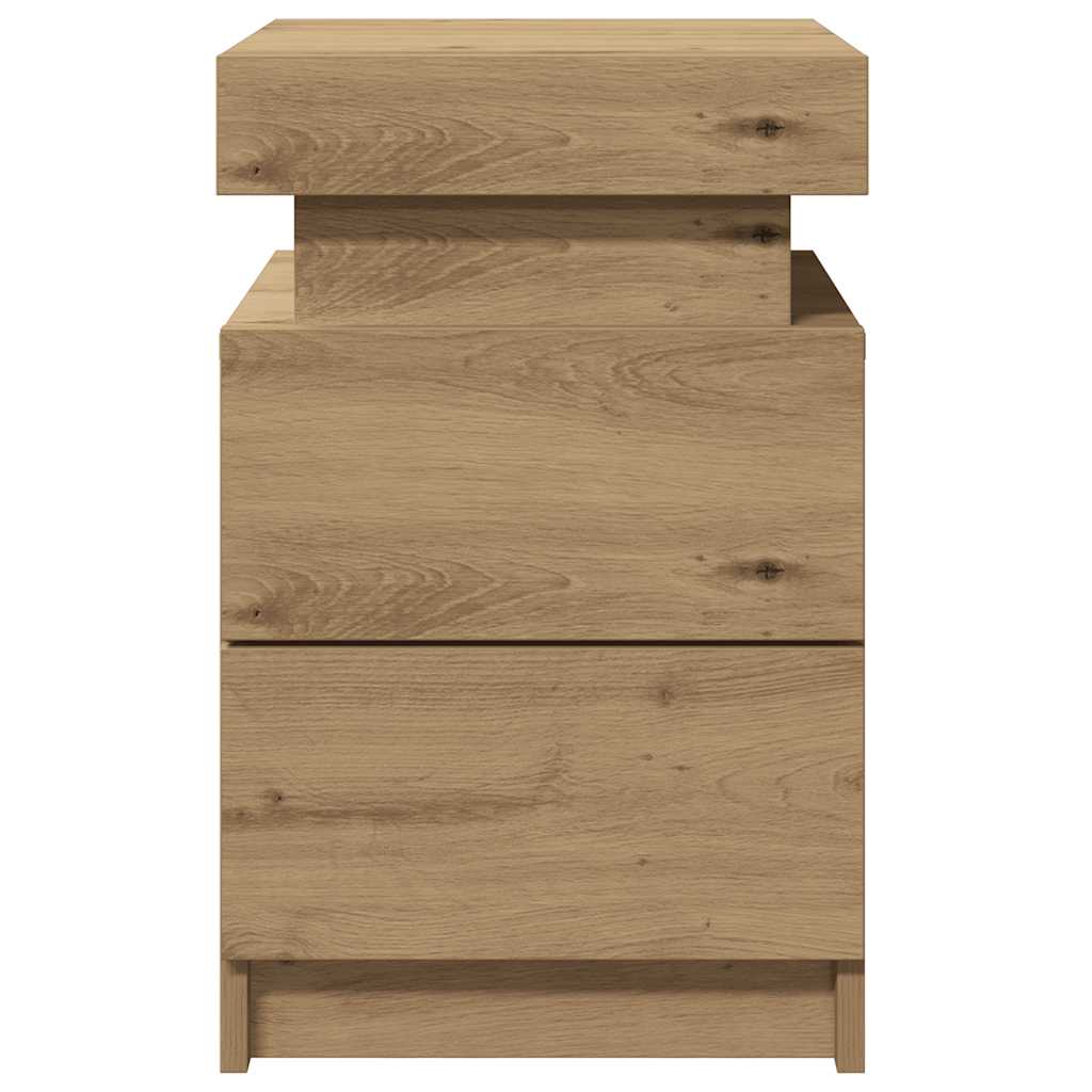 sengeborde 2 stk. 35x39x55 cm LED-lys konstrueret træ kunsteg