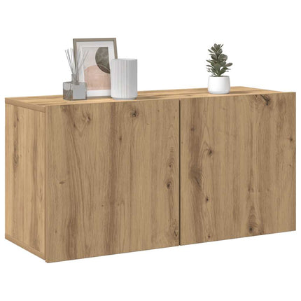væghængt tv-bord 80x30x41 cm egetræsfarve