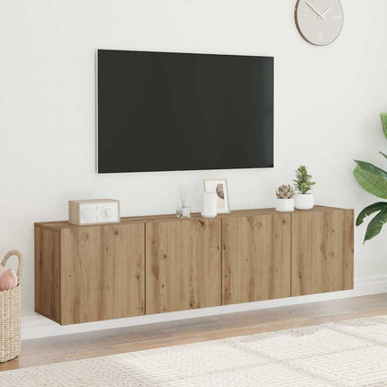 væghængte tv-borde 2 stk. 80x30x41 cm egetræsfarve