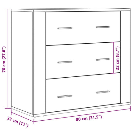 skænk 80x33x70 cm konstrueret træ gammelt træ-look