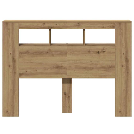 sengegavl m. LED-lys 140x18,5x103,5 cm konstrueret træ kunsteg