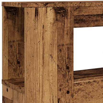 sengegavl med LED 220x18,5x103,5 cm konstrueret træ antikt træ