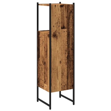badeværelsesskab 33x33x120,5cm konstrueret træ gammelt trælook